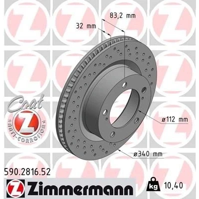Bilde av ZIMMERMANN 590.2816.52 Bremseskiver 340 32 7/5 5 150 innvendig ventilert, hullet belagt TOYOTA: Land Cruiser 200