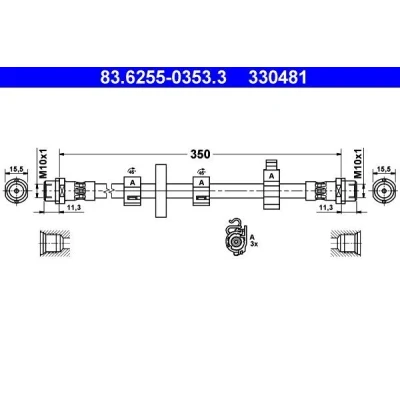 Bilde av ATE 83.6255 0353.3 Bremseslange 350 VOLKSWAGEN: TRANSPORTER 4, 4 Bus