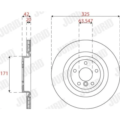 Bilde av JURID 563323JC Bremseskiver 325 20 5 ventilert belagt uten skruer JAGUAR: XF Sedan