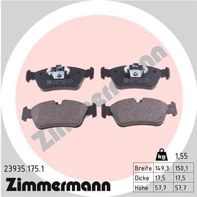 Bilde av ZIMMERMANN 23935.175.1 Bremseklosser klargjort for slitasjeindikator Bildet viser leveranseinnholdet BMW: 3 Sedan, 1 Hatchback, Cabrio