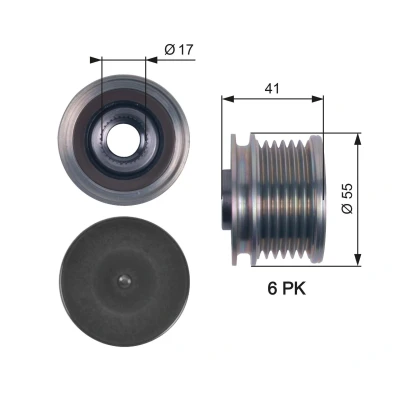Bilde av GATES OAP7115 Frihjul Dynamo 41 FleetRunner Micro V Stretch Fit PEUGEOT: 308 I Hatchback, 208 207 SW, CITROËN: Berlingo II