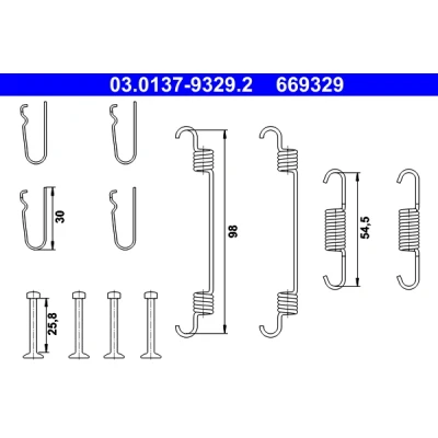 Bilde av ATE 03.0137 9329.2 Teilbehørsett, parkeingsbremse sko HYUNDAI: Santa Fe 2, 3, I, KIA: SORENTO 2