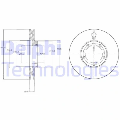 Bilde av DELPHI BG4217 Bremseskiver 276 28 5 ventilert oljet ubehandlet uten hjullager, ABS sensorring RENAULT TRUCKS: Maxity