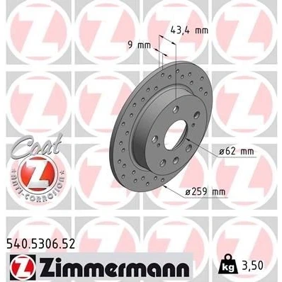 Bilde av ZIMMERMANN SPORT COAT Z 540.5306.52 Bremseskiver 259 9 8/5 5 114 fullt ut, hullet belagt SUZUKI: Vitara IV SUV, SWIFT 4, SX4 II S Cross