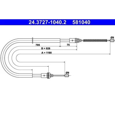 Bilde av ATE 24.3727 1040.2 Bremsekabel 1190
