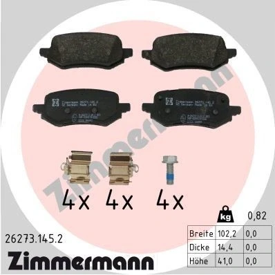 Bilde av ZIMMERMANN 26273.145.2 Bremseklosser med skruer Bildet viser leveranseinnholdet, glideplate FORD: Puma SUV