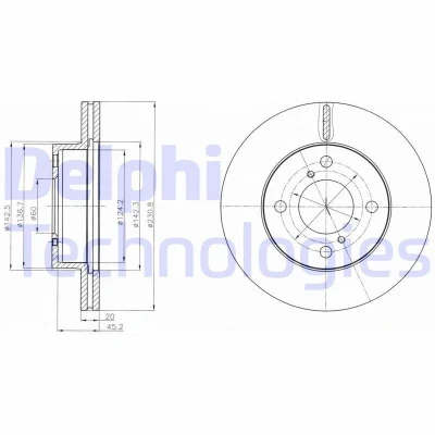 Bilde av DELPHI BG4271C Bremseskiver 231 20 4 ventilert belagt ubehandlet uten hjullager, ABS sensorring SUZUKI: Alto VII, NISSAN: Pixo