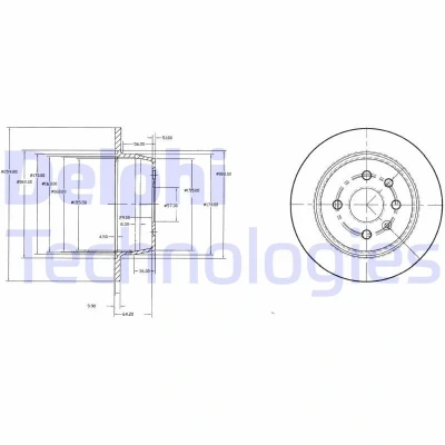 Bilde av DELPHI BG2635 Bremseskiver 260 10 4 fullt ut oljet ubehandlet uten hjullager, ABS sensorring OPEL: Vectra A Sedan, Astra F Caravan