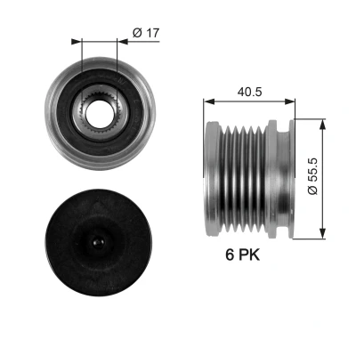 Bilde av GATES OAP7040 Frihjul Dynamo 40,5 FleetRunner Micro V Stretch Fit VOLKSWAGEN: Sharan I, Caddy 2 Kastenwagen