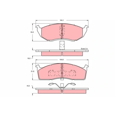 Bilde av TRW GDB1244 Bremseklosser ikke klargjort for slitasjeindikator CHRYSLER: Voyager / Grand 3, Vision