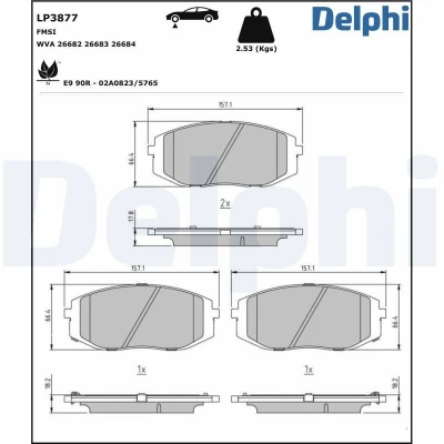 Bilde av Bremseklosser sett DELPHI LP3877