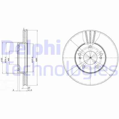 Bilde av DELPHI BG2682 Bremseskiver 280 22 5 ventilert oljet ubehandlet uten hjullager, ABS sensorring