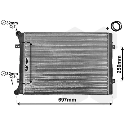 Bilde av VAN WEZEL 58002283 Radiator Aluminium 600 445 32 *** IR PLUS med tilbehør Kjøleribber satt sammen mekanisk SEAT: Alhambra I, VOLKSWAGEN: Sharan I