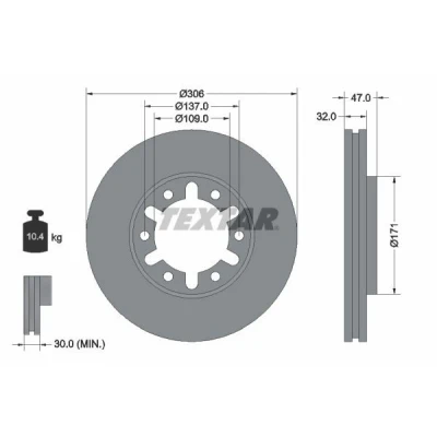 Bilde av TEXTAR 92138300 Bremseskiver 306 32 06/06 137 innvendig ventilert uten hjulfestebolt, hjulnav NISSAN: Patrol GR 5 SUV