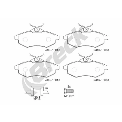 Bilde av BRECK 23407 00 702 Bremseklosser ikke klargjort for slitasjeindikator CITROËN: C3 I Hatchback