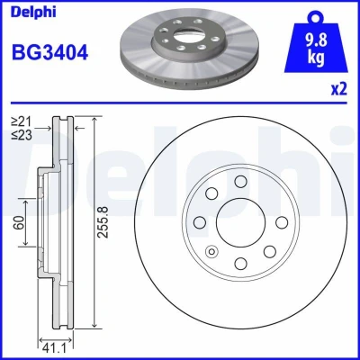 Bilde av DELPHI BG3404 Bremseskiver 256 24 4 ventilert oljet ubehandlet uten hjullager, ABS sensorring OPEL: Astra G CC, F Cabrio, Caravan