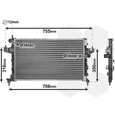 Bilde av VAN WEZEL 37002380 Radiator Aluminium 598 340 24 Kjøleribber satt sammen mekanisk OPEL: Corsa C Hatchback
