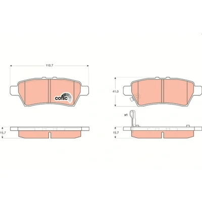 Bilde av TRW COTEC GDB3405 Bremseklosser med akustisk slitasjevarsel NISSAN: Pathfinder 3, NP300 Navara Pick up, Flatvogn lastebil / Chassis