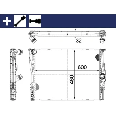 Bilde av MAHLE ORIGINAL CR 1087 000S Radiator 600 458 32 med tilbehør skruer Kjøleribber loddet BMW: 3 Touring, 1 Hatchback, Sedan