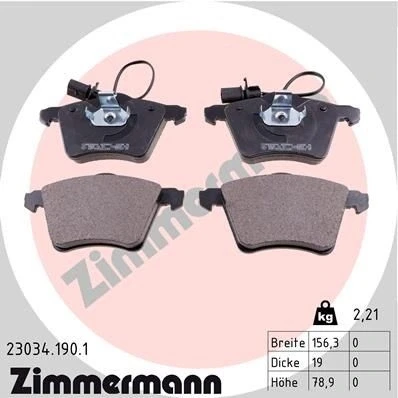 Bilde av ZIMMERMANN 23034.190.1 Bremseklosser inkl. slitasjevarselkontakt Bildet viser leveranseinnholdet VOLKSWAGEN: Transporter 4 Bus,