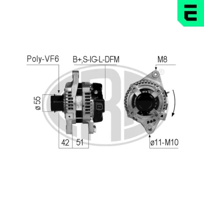 Bilde av ERA 210766A Dynamo 14V 100A TOYOTA: Yaris II Hatchback, Auris Hatchback