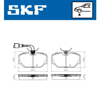 Bilde av SKF VKBP 80480 E Bremseklosser inkl. slitasjevarselkontakt