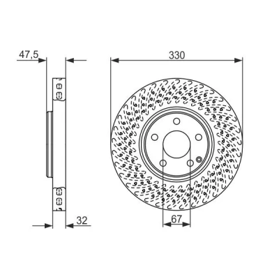 Bilde av BOSCH 0 986 479 334 Bremseskiver 330 32 5 112 hullet, ventilert belagt høy karbon MERCEDES BENZ: E Klasse T modell, Sedan, S Sedan