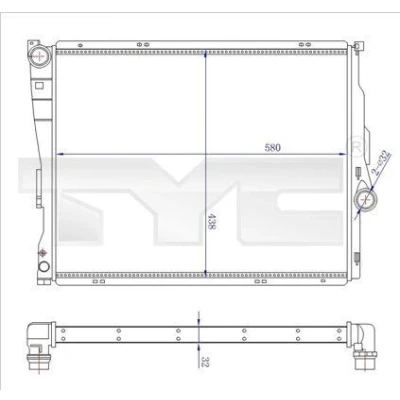 Bilde av TYC 703 0006 R Radiator 580 438 32 Kjøleribber satt sammen mekanisk BMW: 3 Coupé, Touring, Sedan