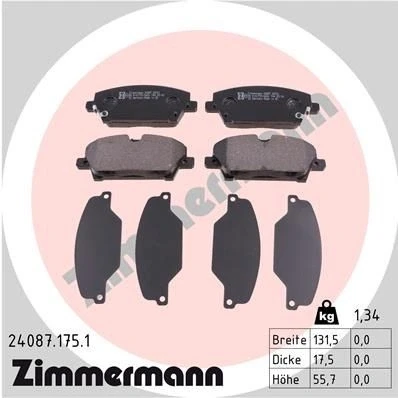Bilde av ZIMMERMANN 24087.175.1 Bremseklosser med akustisk slitasjevarsel Bildet viser leveranseinnholdet HONDA: CIVIC 8 Hatchback