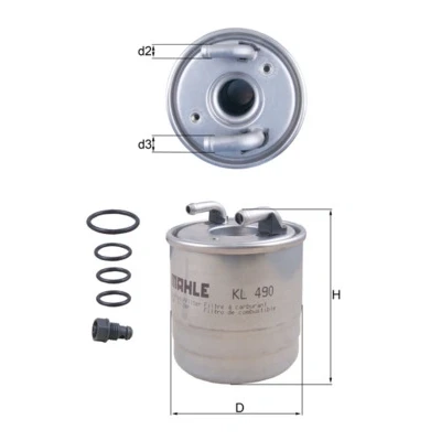 Bilde av MAHLE ORIGINAL KL 490D Drivstoffilter ledningsfilter, uten filteroppvarming 8 10,0 MERCEDES BENZ: E Klasse T modell, C Sedan