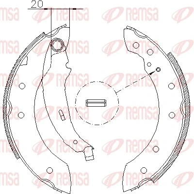 Bilde av REMSA 4199.01 Bremsesko bakaksel 203 39 med vippearm RENAULT: CLIO 2, 1, PEUGEOT: 206 SW, Hatchback, DACIA: Sandero I