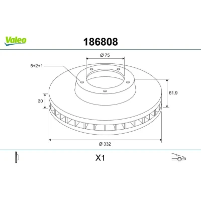 Bilde av VALEO 186808 Bremseskiver framaksel 332 30 5 ventilert BMW: X3, X5