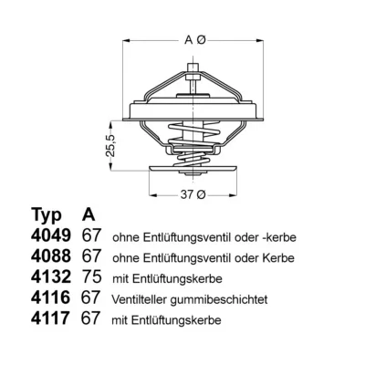 Bilde av WAHLER 4116.87D1 Termostat 87 med tetning VOLVO: V70 2, 850 Stasjonsvogn, 240 Sedan, AUDI: A6 C4 Avant, Cabriolet B4, Coupe B3