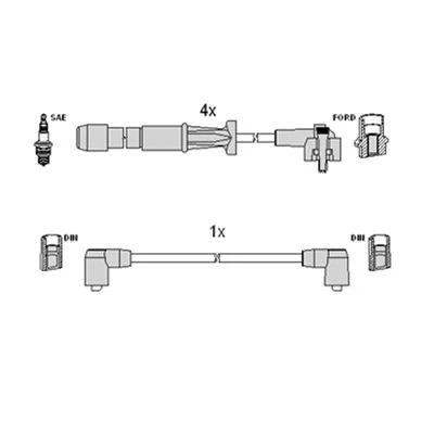 Bilde av HITACHI 134339 Pluggledninger FORD: Sierra Mk2 Sedan, Hatchback