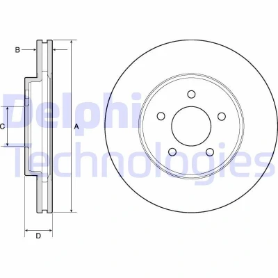 Bilde av DELPHI BG4120 Bremseskiver 303 26 5 ventilert oljet ubehandlet uten hjullager, ABS sensorring