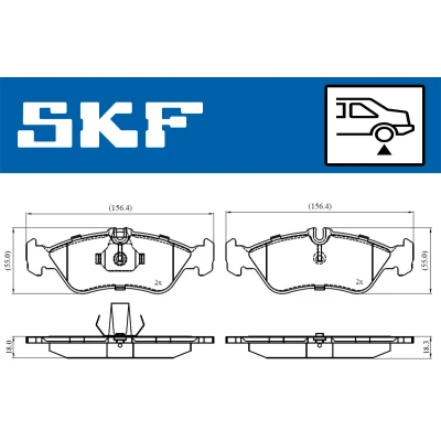 Bilde av SKF VKBP 90362 Bremseklosser klargjort for slitasjeindikator MERCEDES BENZ: Sprinter 3 T Flatvogn lastebil/Chassis, 4 Van