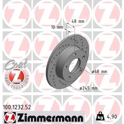 Bilde av ZIMMERMANN SPORT COAT Z 100.1232.52 Bremseskiver 245 10 5/5 5 112 fullt ut, hullet belagt AUDI: A4 B5 Avant, Sedan