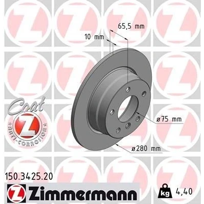 Bilde av ZIMMERMANN COAT Z 150.3425.20 Bremseskiver 280 10 6/5 5 120 fullt ut belagt høy karbon BMW: 1 Hatchback