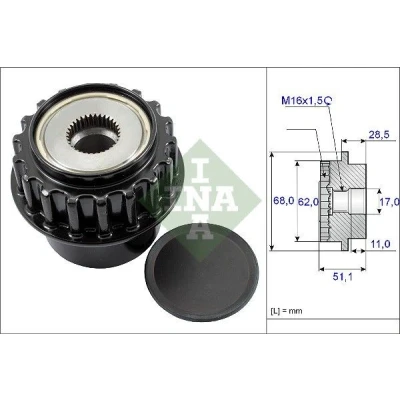 Bilde av INA 535 0175 10 Frihjul Dynamo spesialverktøy nødvendig for montering VOLVO: V70 3, XC60 I, V60 LAND ROVER: Freelander 2 SUV