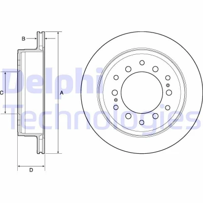 Bilde av DELPHI BG4747C Bremseskiver 312 18 6 ventilert belagt ubehandlet uten hjullager, ABS sensorring TOYOTA: Land Cruiser Prado 150