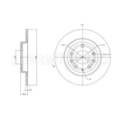 Bilde av METELLI 23 1831C Bremseskiver 281,0 9,5 5 68,0 fullt ut spraylakkert MAZDA: CX 3