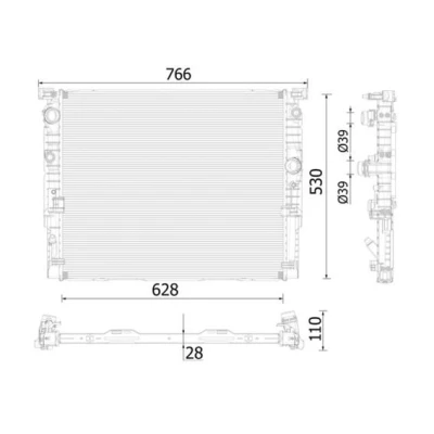 Bilde av MAHLE ORIGINAL CR 939 000P Radiator 628 530 28 Kjøleribber loddet