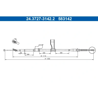 Bilde av ATE 24.3727 3142.2 Bremsekabel 1252