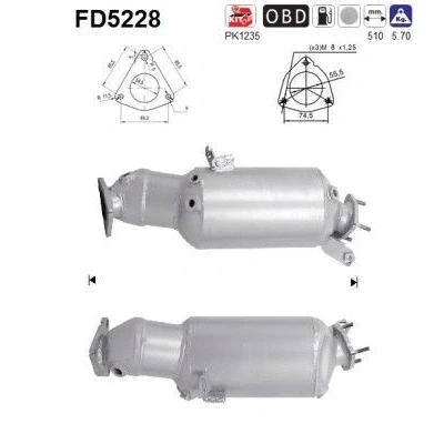 Bilde av AS FD5228 Partikkelfilter Euro 5 Cordierit AUDI: A6 C6 Avant, Sedan