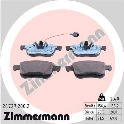Bilde av ZIMMERMANN 24727.200.2 Bremseklosser inkl. slitasjevarselkontakt Bildet viser leveranseinnholdet FIAT: Doblo II Varebil / Stasjonsvogn