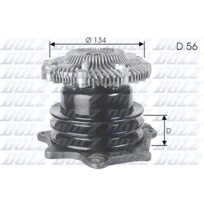 Bilde av DOLZ N144 Vannpumpe med dobbel reimskive 134mm NISSAN: Navara Pick up