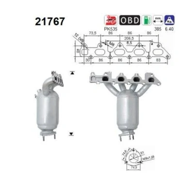 Bilde av AS 21767 Katalysator 385 OPEL: Astra H Hatchback