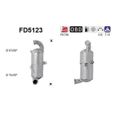 Bilde av AS FD5123 Partikkelfilter Euro 5 Cordierit PEUGEOT: 208 I Hatchback