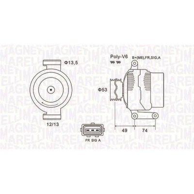 Bilde av MAGNETI MARELLI 063731635010 Dynamo 14V 115A FORD: MONDEO 3, 3 Kombi