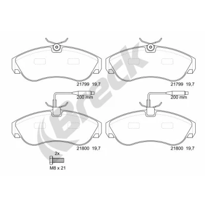 Bilde av BRECK 21799 00 703 10 Bremseklosser inkl. slitasjevarselkontakt, med integrert slitasjesensor tilbehør FIAT: Ducato II Flatvogn lastebil/Chassis